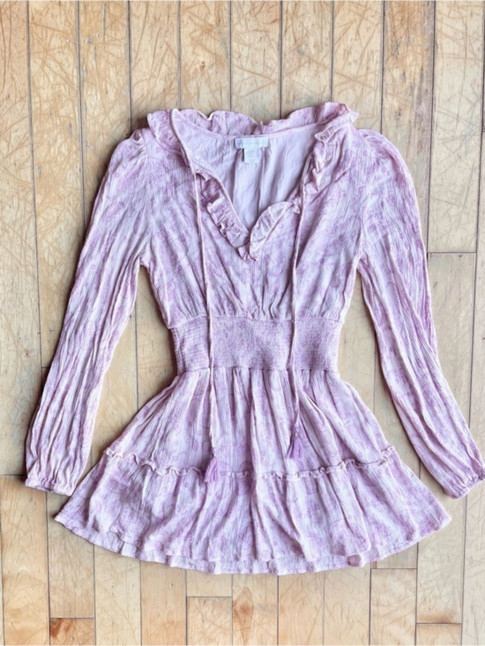 House of Harlow 1960 Ruffle Boho Romantic Cottagecore Peasan Mini Dress Size Med